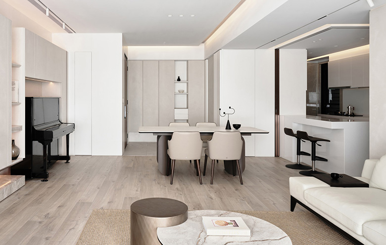 白色簡約風裝修,淡粉色臥室